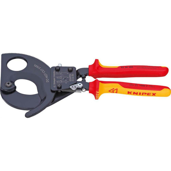 4003773026891 - KNIPEX KABELSNIJDER 953 9536-280MM 95 36 280 Ratschen-Kabelschneider Geeignet für (Abisoliertechnik) Alu- und Kupferkabel ein- und mehrdrähtig 52 mm