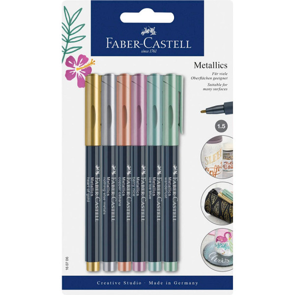 4005401607069 - FABER-CASTELL Metallics Marker 6er Permanentmarker heart of gold nothing else metals copper cabana berry nice ice ic