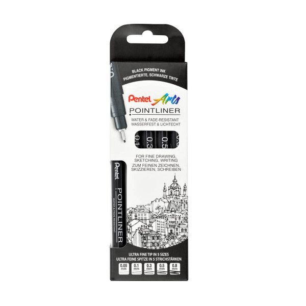 5011433055012 - Fineliner-Set Pointliner 005 + 01 + 02 + 03 + 05 + 08 mm Schwarz