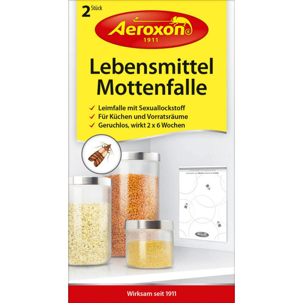 4027600444405 - Aeroxon® Lebensmittelmotten-Falle Fängt Dörrobstmotten in Küchen und Vorratsräumen 1 Packung = 2 Stück