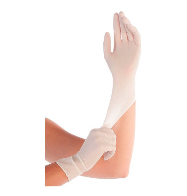 Einmalhandschuhe Hygostar Elastic 26811 Lebensmittelecht weiß Größe L/9 Synthetik