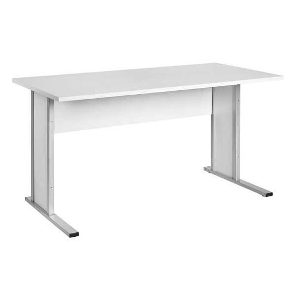 4260637312723 - Schreibtisch 701417 722cm (H) 140cmx65cm (BxT) rechteckig lichtgrau   Silber 4260637312723 MÖBELPARTNER