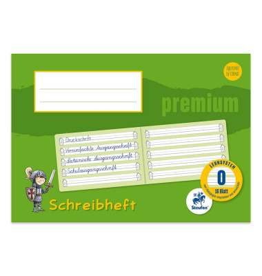 Schreiblernheft 734500702 Premium, Lineatur 0 / Schreiblern-Lineatur, A5 quer, 90g, grün, 16 Blatt / 32 Seiten