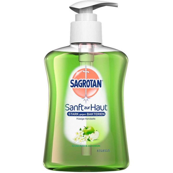 4002448121060 - SAGROTAN Flüssigseife 250 ml Handseife sanft zur Haut und stark gegen Bakterien Apfel & Jasmin