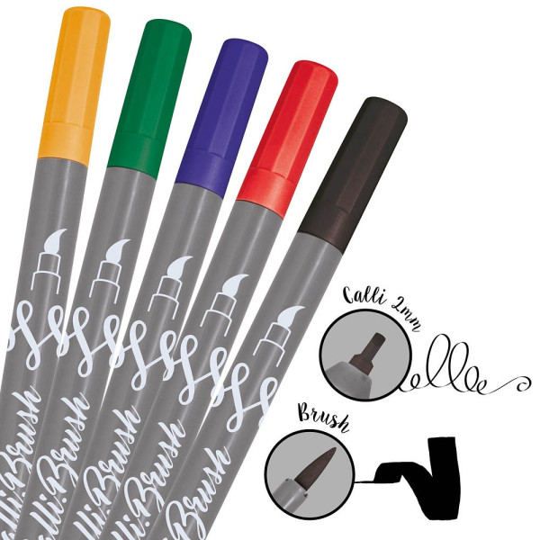 4014421190772 - CalliBrush Double Classic Brush-Pens farbsortiert 4014421190772 19077 5 Stück