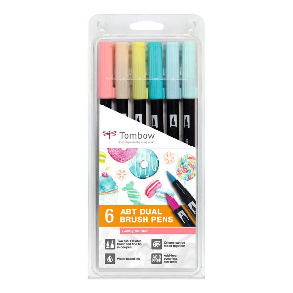 4003198104808 - Brush-Pens ABT Set Candy Colors 6St 08 + 33 mm Mehrfarbig