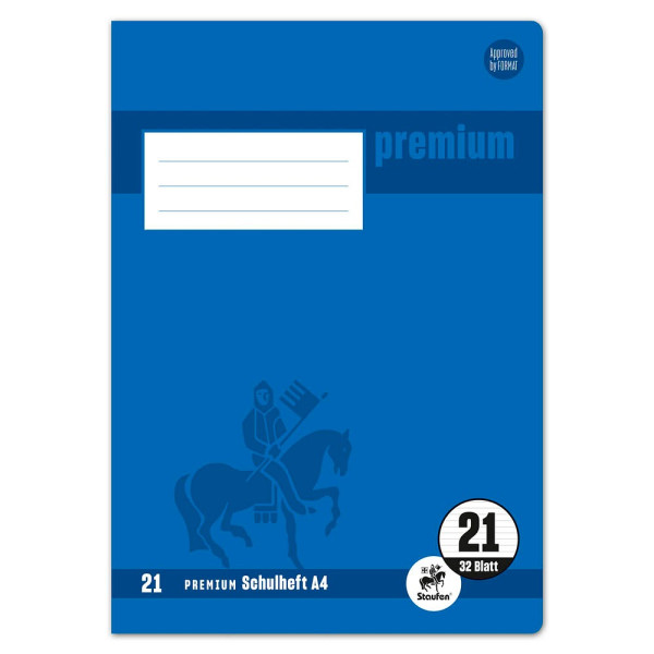 4006050106217 - Schulheft 734010621 Premium Lineatur 21   liniert A4 90g blau 32 Blatt   64 Seiten 4006050106217 Staufen