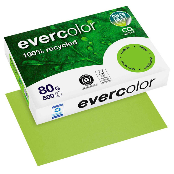 3288580400275 - 500 Blatt Clairfontaine Farbiges Recycling-Kopierpapier Evercolor Lindgrün 80g DIN A4