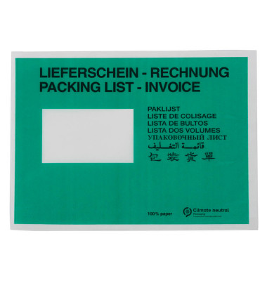 Lieferscheintaschen Pergamin 440603 C5 "LIEFERSCHEIN - RECHNUNG" selbstklebend 