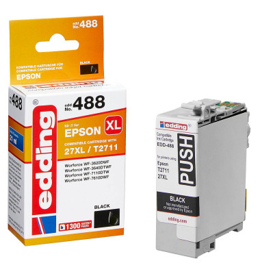 EDD-488 schwarz Tintenpatrone ersetzt EPSON 27XL / T2711XL