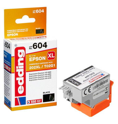 EDD-604 schwarz Tintenpatrone ersetzt EPSON 202XL / T02G14