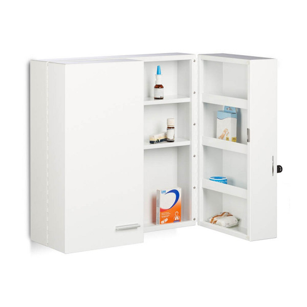 4052025210717 - Medikamentenschrank xxl Premium Abschließbar 2-Türig 11 Fächer HxBxT 53 x 53 x 20 cm Medizinschrank weiß - Relaxdays