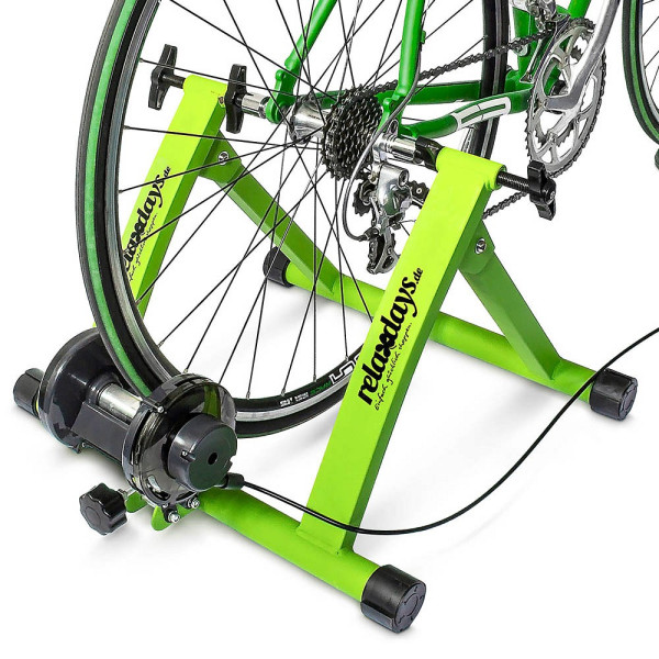 4052025038168 - Rollentrainer Inklusive Schaltung 6 Gänge für 26-28 zoll bis 120 kg Belastbar Indoor Fahrradfahren Stahl Grün 1001832253 - Relaxdays