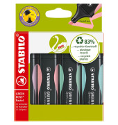 Textmarker GREEN BOSS Pastell, 6070/4-2, Etui, 4-farbig sortiert, 2-5mm Keilspitze