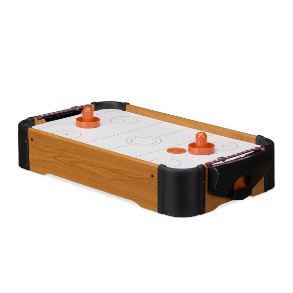 4052025225148 - Airhockey Tischspiel Tischairhockey mit Gebläse Holz-Optik inklusive Zubehör b x t 56 x 31 cm braun - Relaxdays