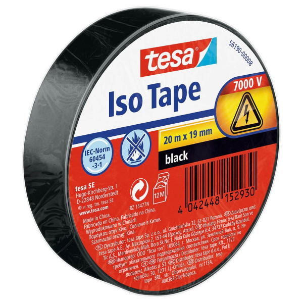 4042448152930 - Iso Tape Isolierband schwarz 190 mm x 200 m 1 Rolle 4042448152930 Tesa