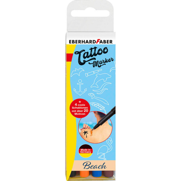 4087205595025 - EBERHARD FABER Tattoostifte Tattoo Marker Beach 4St 10 - 50 mm Mehrfarbig