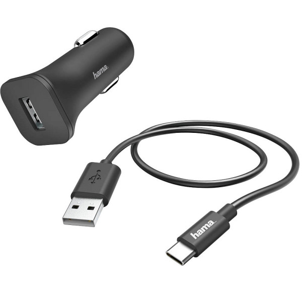 4047443446220 - Essential Line - Auto-Netzteil - (USB-Kabel) - 12 Watt - 24 A - Fast Charge (USB) - auf Kabel USB-C - Schwarz (00210581)