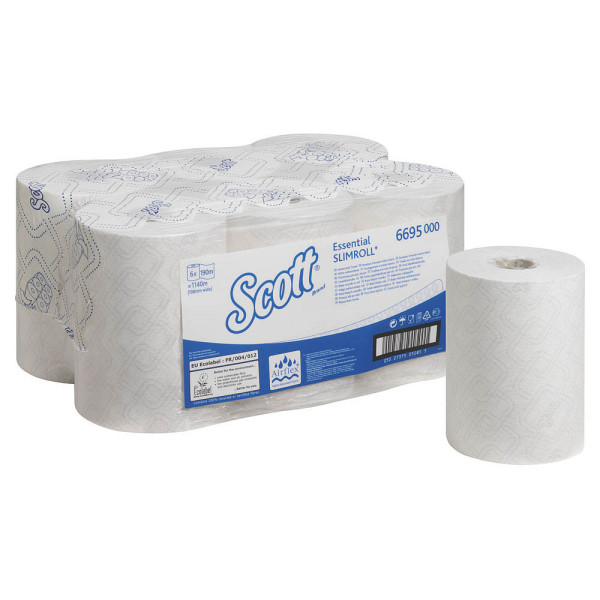 5027375050855 - Scott® Slimroll Rollenpapiertücher Essential 6695 1-lagig 6 Rollen á 190 m weiß