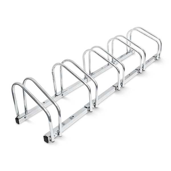 4052025176969 - Fahrradständer Für 5 Fahrräder Boden- und Wandmontage Mehrfachständer hbt ca 26 x 130 x 32 cm silber - Relaxdays