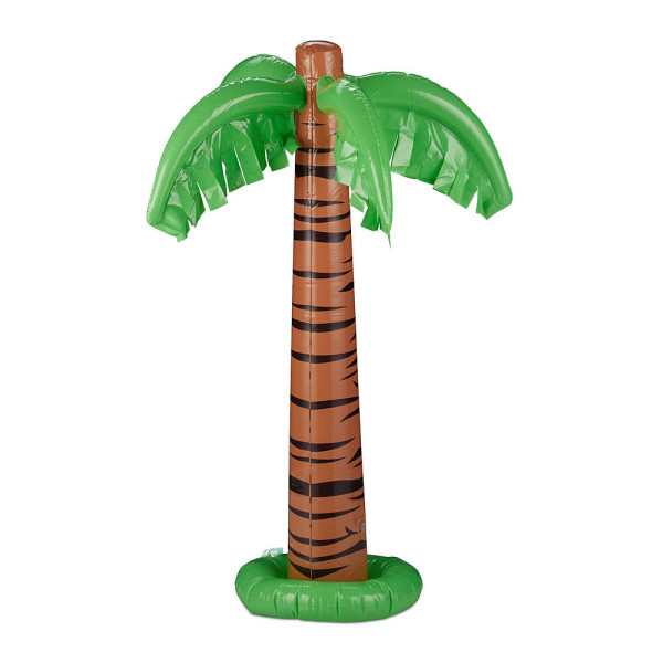 4052025249496 - Relaxdays - Aufblasbare Palme coole Pool Deko Dekopalme zum Aufblasen sommerliche Partydeko 80 cm hoch grün-braun