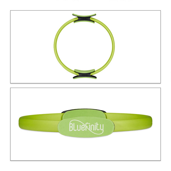 4052025325817 - Bluefinity Pilates Ring mit Übungen Doppelgriff gepolstert Widerstandsring Yoga Fiberglas Fitness Ring Ø 37cm grün