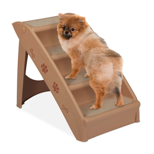 4052025913472 - Relaxdays - Hundetreppe 4 Stufen kleine & große Hunde Bett & Couch Auto Tiertreppe HxBxT 49 x 39 x 61 cm beige