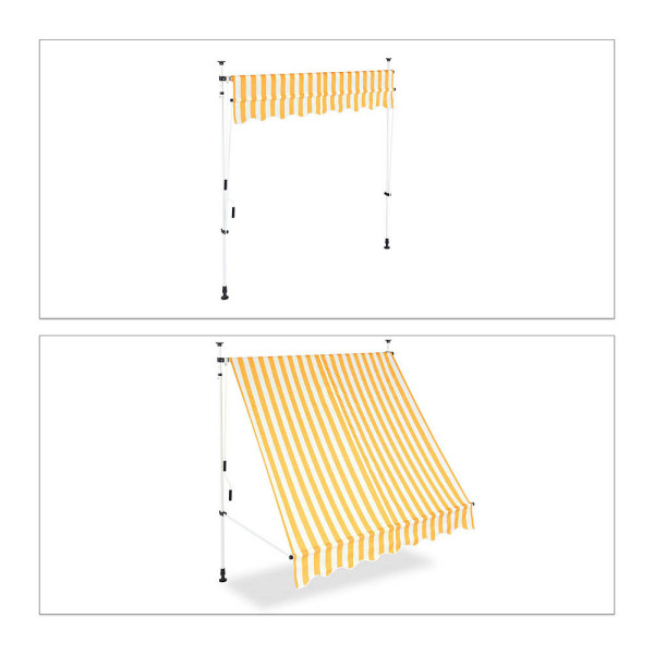 4052025934231 - relaxdays Klemmmarkise gelb weiß 2000 x 1200 cm
