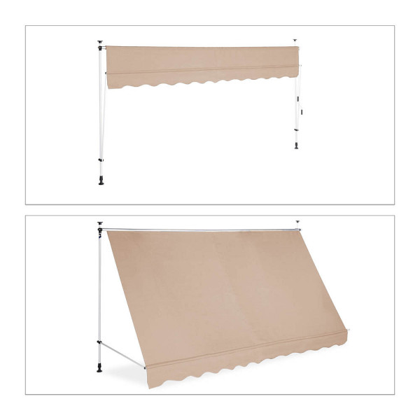 4052025934262 - relaxdays Klemmmarkise beige 3500 x 1200 cm