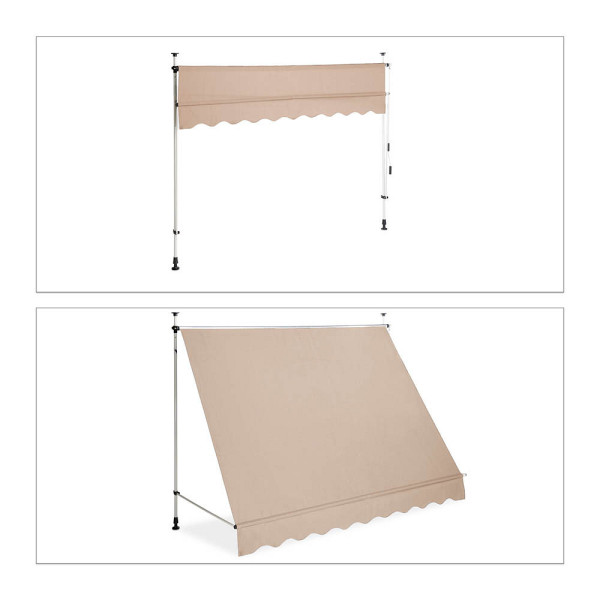 4052025934286 - relaxdays Klemmmarkise beige 2500 x 1200 cm