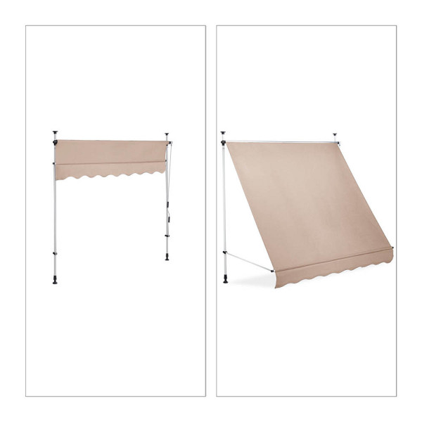 4052025934293 - relaxdays Klemmmarkise beige 2000 x 1200 cm