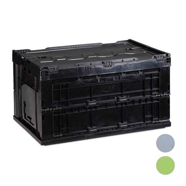 4052025952327 - Profi Transportbox stabil Gewerbe hochwertiger Kunststoff Qualität 60 l HxBxT 325x585x395cm schwarz - Relaxdays