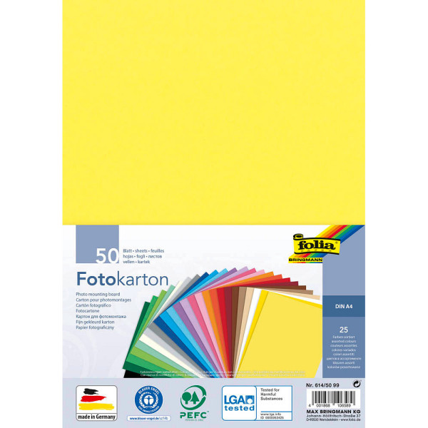 4001868106589 - Folia Farbiges Papier Farbig Sortiert Fotokarton DIN A4 614 50 99 300 g m250 Blatt