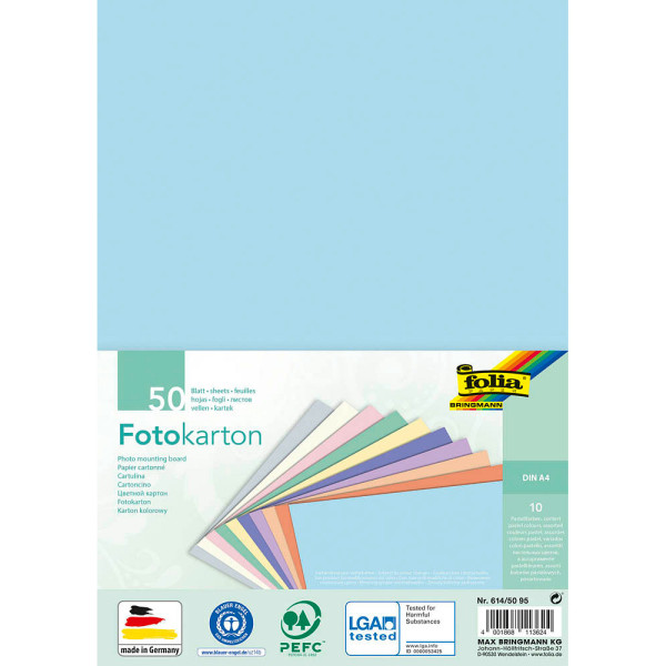 4001868113624 - Folia Farbiges Papier Farbig Sortiert Fotokarton DIN A4 614 50 95 300 g m2 50 Blatt