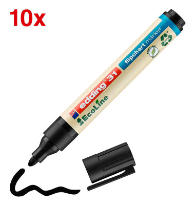 Flipchart-Marker 31 Ecoline, 4-31001, Pack, schwarz, 1,5-3mm Rundspitze