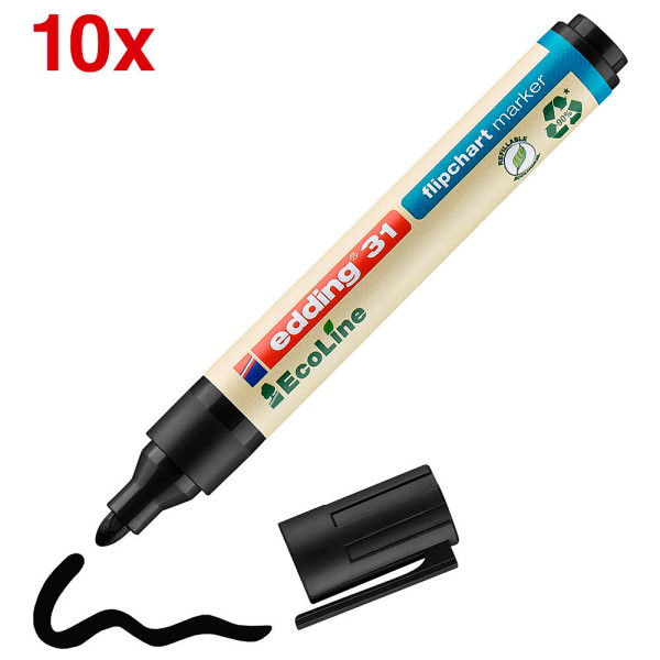 4004764947058 - 31 Ecoline Flipchart-Marker schwarz 15 - 30 mm 4004764947058 10 Stück