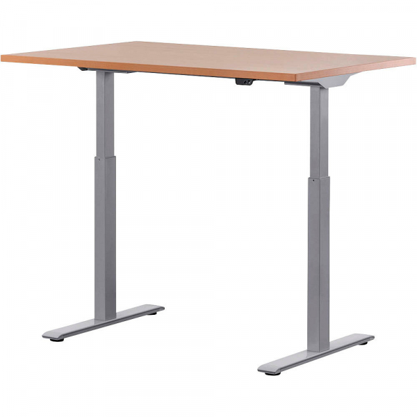 4014296860480 - Sitz-Steh-Schreibtisch E-Table TTS12080GB elektrisch höhenverstellbar 70-120cm (H) 120cmx80cm (BxT) rechteckig buche   Licht