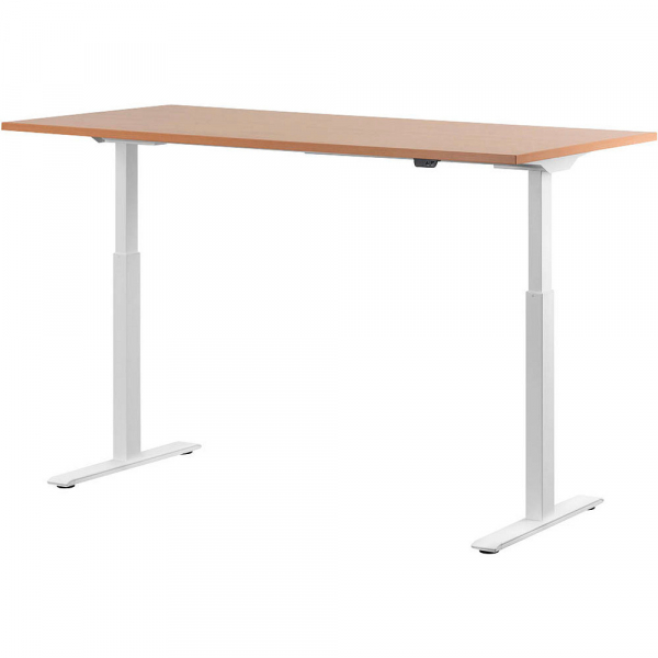 4014296860732 - Sitz-Steh-Schreibtisch E-Table TTS16080WB elektrisch höhenverstellbar 70-120cm (H) 160cmx80cm (BxT) rechteckig buche   Weiß 