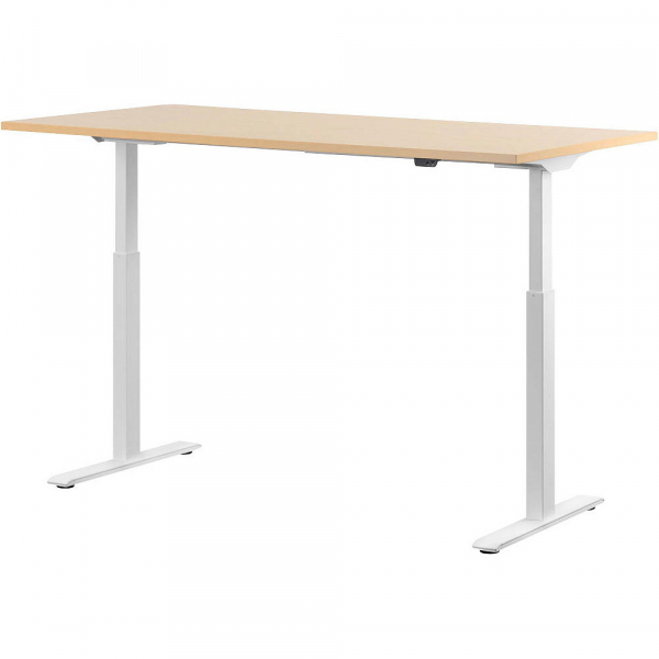 4014296873763 - Sitz-Steh-Schreibtisch E-Table TTS16080WA elektrisch höhenverstellbar 70-120cm (H) 160cmx80cm (BxT) rechteckig ahorn   Weiß 