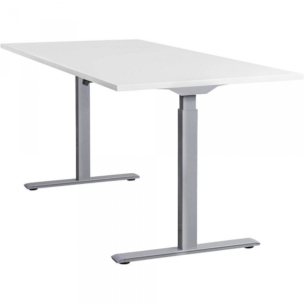 4014296860763 - Sitz-Steh-Schreibtisch E-Table TTS18080GW elektrisch höhenverstellbar 70-120cm (H) 180cmx80cm (BxT) rechteckig weiß   Lichtg