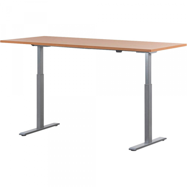 4014296860756 - Sitz-Steh-Schreibtisch E-Table TTS18080GB elektrisch höhenverstellbar 70-120cm (H) 180cmx80cm (BxT) rechteckig buche   Licht