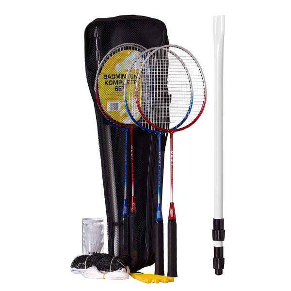 4009197411534 - Federball Set Erwachsene und Kinder I Badminton Set bestehend aus Netz 4 Schlägern 3 Badmintonbällen und Tasche I Federball Set Kinder I Badminton Netz und Schläger für den Garten