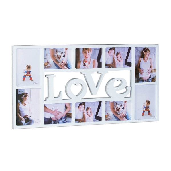 4052025959654 - Bilderrahmen Collage love Fotorahmen 10 Bilder Wandgalerie für Fotocollagen hbt 365 x 72 x 2 cm weiß - Relaxdays