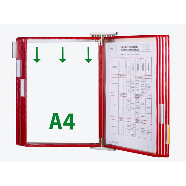 3377994241038 - tarifold Wand-Sichttafelsystem 424103 DIN A4 rot mit 10 St Sichttafeln