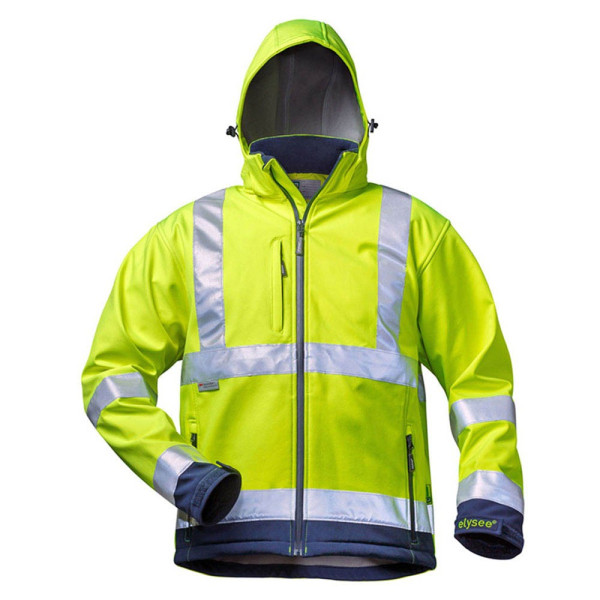 4025888225105 - Warnschutz-Softshelljacke liam Größe l fluoreszierend gelb marine - Elysee