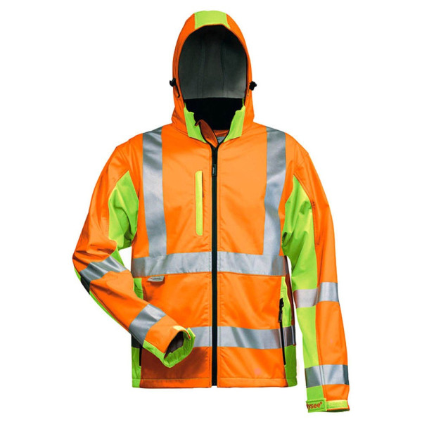 4025888255539 - - hoss Warnschutz-Softshelljacke Orange   Gelb en iso 20471 3 GrL