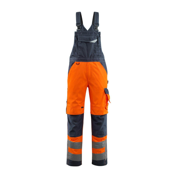 5711074279647 - MASCOT® unisex Warnschutz-Latzhose Newcastle orange schwarzblau Größe 52