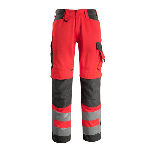 5711074278695 - unisex Warnschutzhose Kendal  rot dunkelanthrazit Größe 25