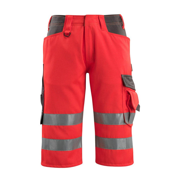 5711074302512 - unisex Warnschutzhose kurz Luton  rot dunkelanthrazit Größe 50