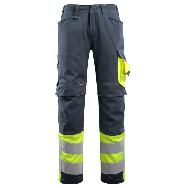 5711074292622 - MASCOT® unisex Warnschutzhose Leeds schwarzblau gelb Größe 54